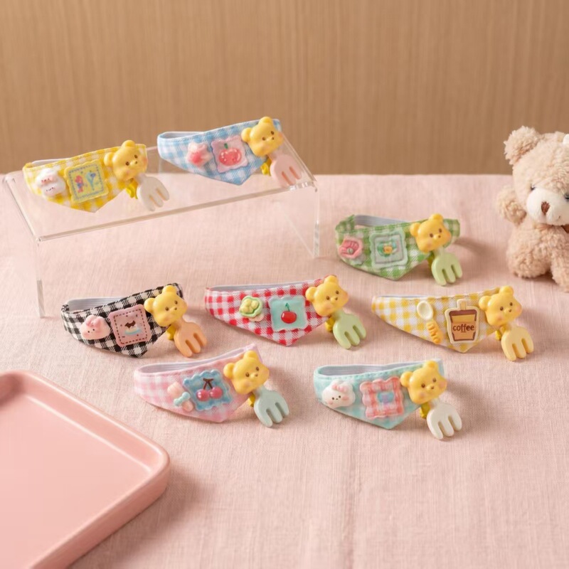 10/13cm Self-Deprecating Bear Cute Drool Bib Doll Clothes Sitting Posture Kitty Stitch Cotton Doll Bib Triangle Scarf