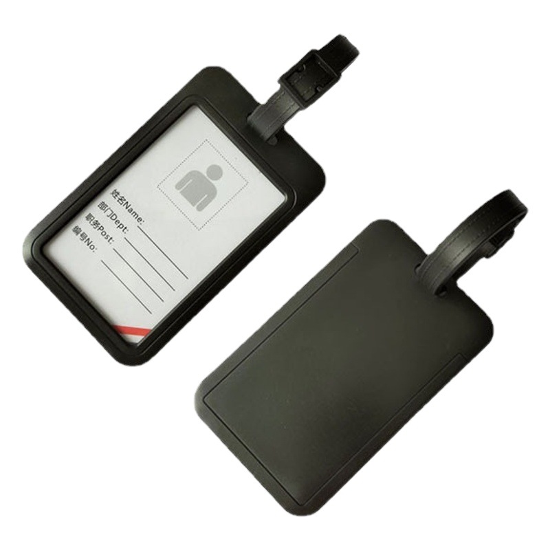 Factory spot wholesale black ABS plastic luggage tag with PVC soft tape aviation luggage tag
