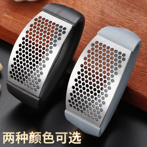 Garlic Press Thickened Two-Color Stainless Steel Household Garlic Peeler Press Garlic Minced Garlic Kitchen Gadgets Garlic Press Artifact
