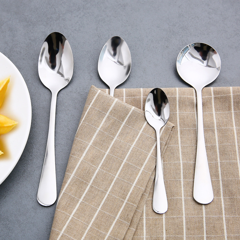 Spoon Round Spoon Stainless Steel Long Handle Spoon Coffee Long Spoon Long Handle Spoon Student Mixing Spoon Soup Spoon Rice Spoon