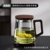 Yuanqu-transparent color 525ml+walnut coaster