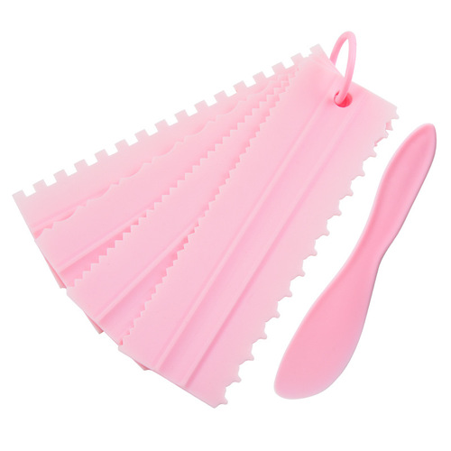 DIY Baking Tools Plastic Cream Scraper Set Novel Comb Cake Scraper Pattern Cream Scraper 4-Piece Set