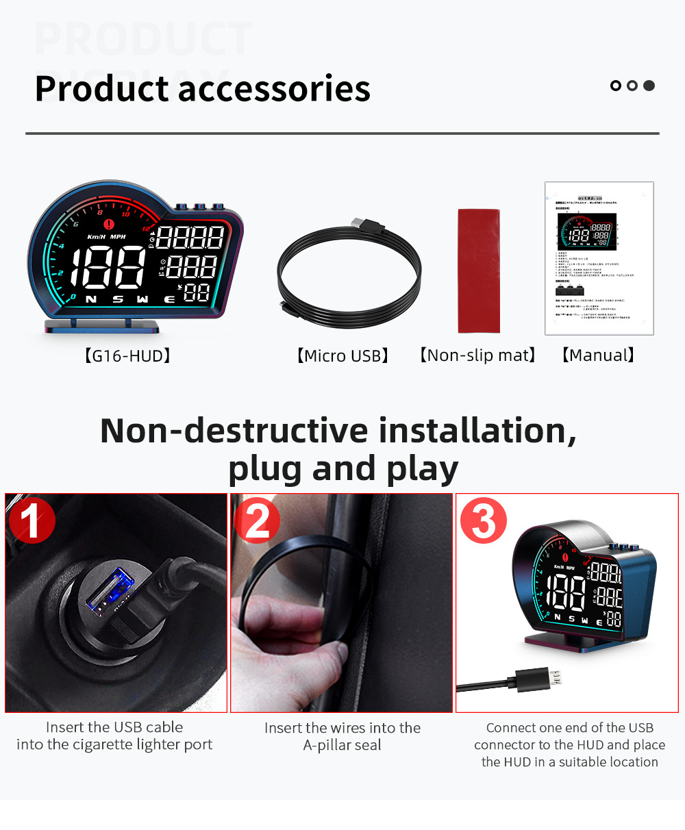 Car-mounted head-up display, universal GPS high-definition vehicle speed guide, head-up display HUD, electronic compass, altimeter