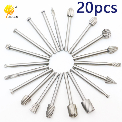 Electric grinding accessories alloy steel high speed steel grinding head grinding head alloy rotary file woodworking file milling cutter 20pcs