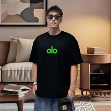男士t恤ALO风格美潮字母印花正肩圆领上衣 休闲百搭短袖纯棉t恤女
