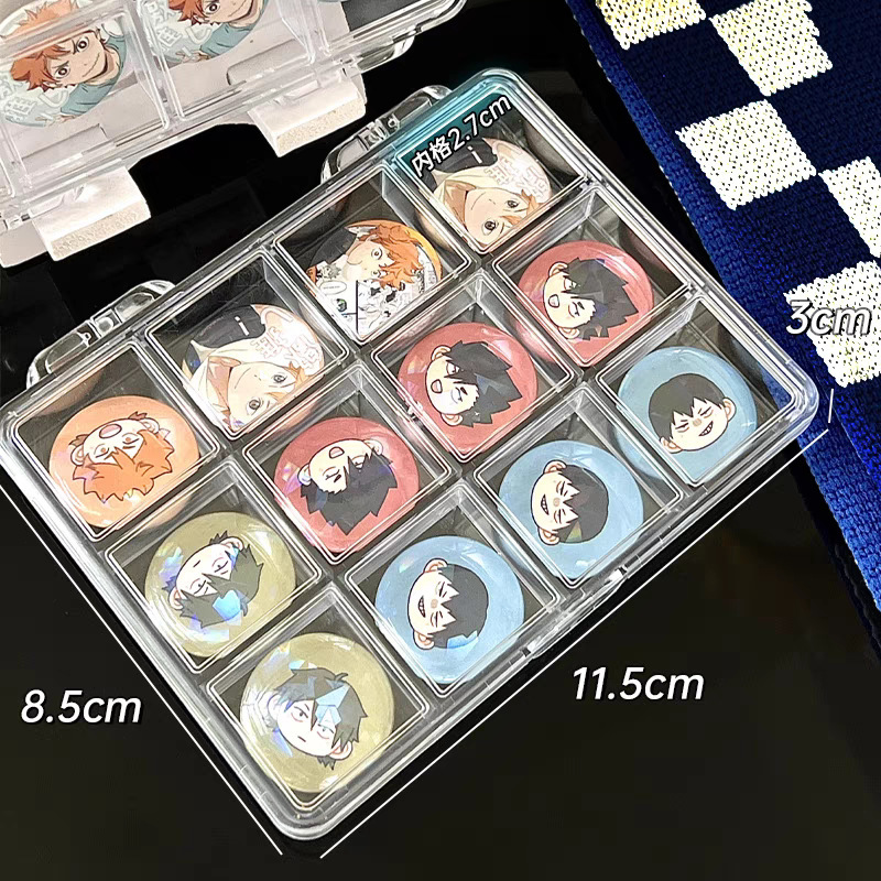 Mini yum storage box transparent standing card peripheral desktop badge display millet 25mm badge protective case cartoon