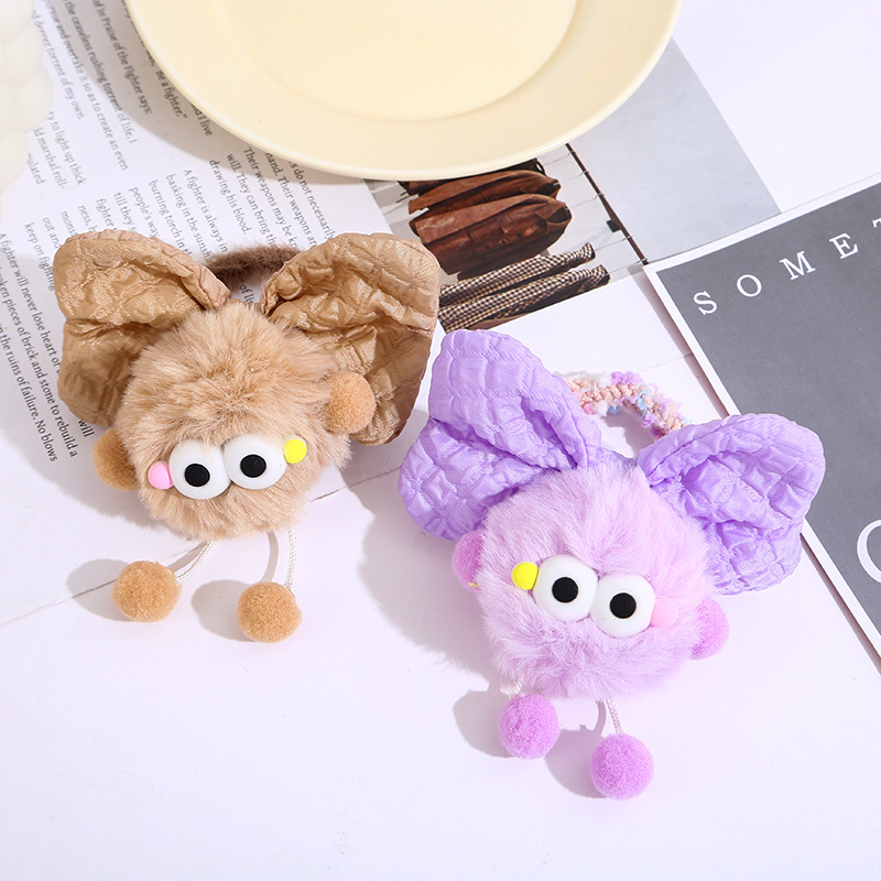 Cuerdas de pelo de bolas chicas cuerdas de pelo lindas bolas de peluche tiras de goma no dañan el cabello otoño invierno 2024 nuevo anillo de pelo