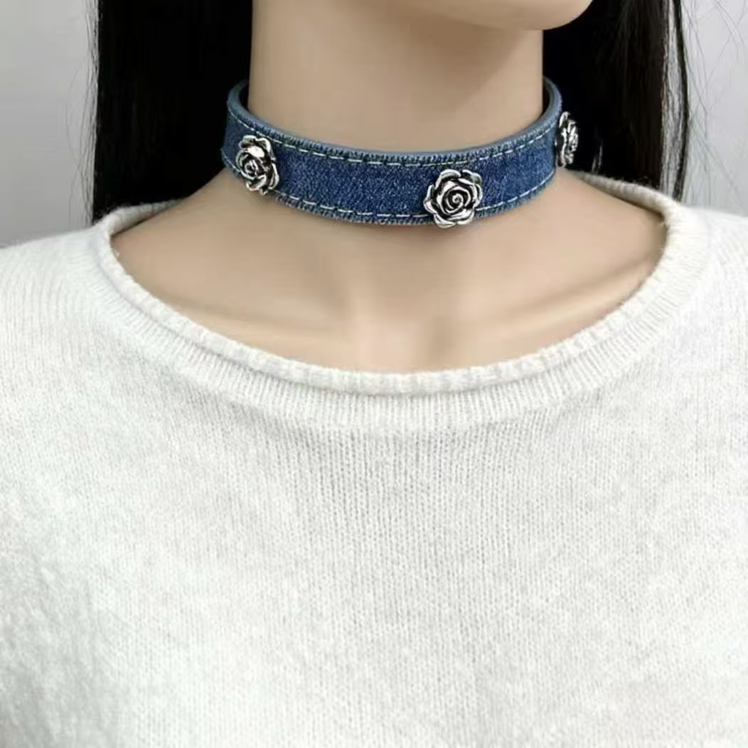 Vente directe d'usine : ceinture fantaisie, collier en acier titane pour femme, style disco/boîte de nuit, chaîne clavicule._voghion.com