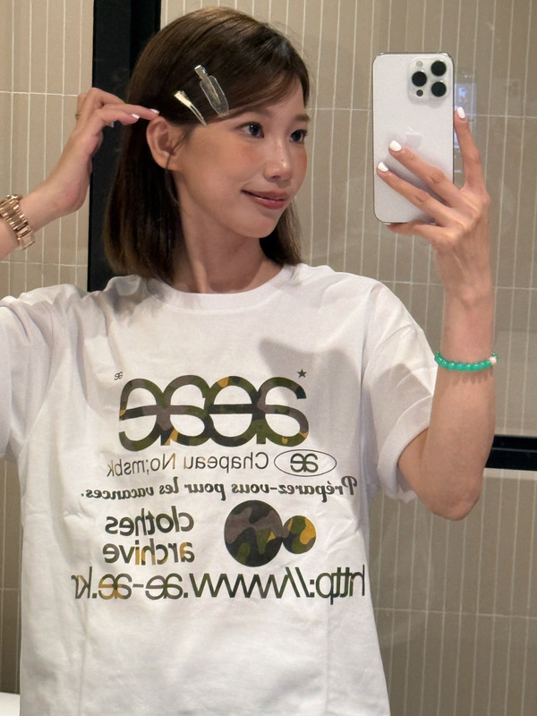 韓国ニッチaeae25夏ロゴウェブロゴレタードロップショルダーラウンドネックルーズカジュアル半袖Tシャツ|undefined