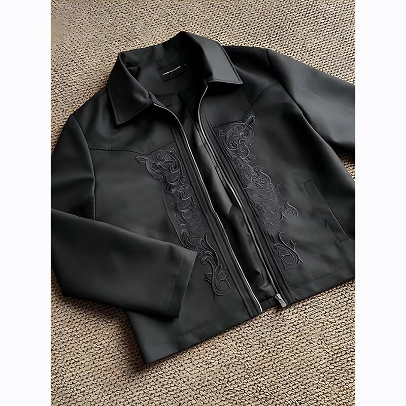 Ins American Retro Carved Western Embroider Short Lapel Jacket Men's Spring Loose Handsome Jacket Direct Sale Ins American Retro Carved Western Embroider Short Lapel Jacket Men's Spring Loose Handsome Jacket Direct Sale