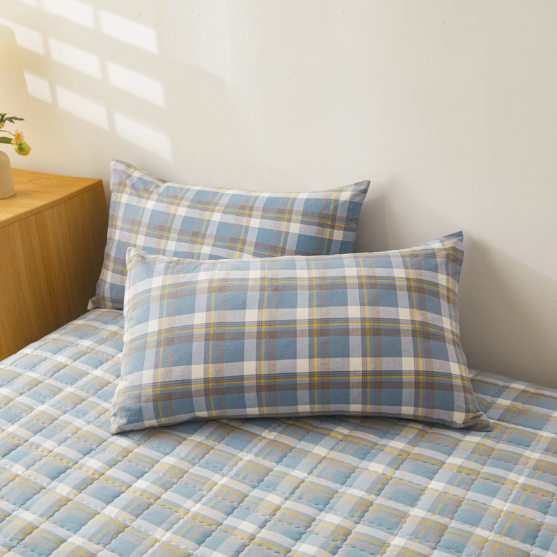 2025 nueva clase A de algodón teñido en hilo de algodón lavado funda de cama cubierta protectora de colchón grueso acolchado funda de cama de una sola pieza