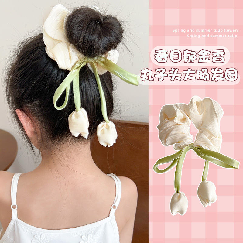 Mickey culo, lunares, flores, círculos para el cabello del intestino grueso, linda cabeza de bola, cabello de placa de dibujos animados, tocado de sentido avanzado, cuerda para la cabeza de felpa