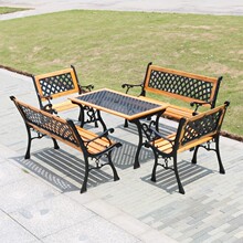 公园椅户外长椅铁艺长条椅庭院休闲防腐实木靠背广场园林排椅长凳