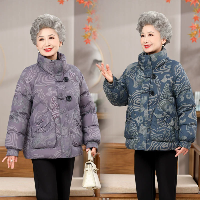 Зимний пуховик для пожилых женщин, короткая куртка для мамы, 60 лет, 70 лет, с хлопковой подкладкой, одежда для старой леди, зимняя куртка для бабушки