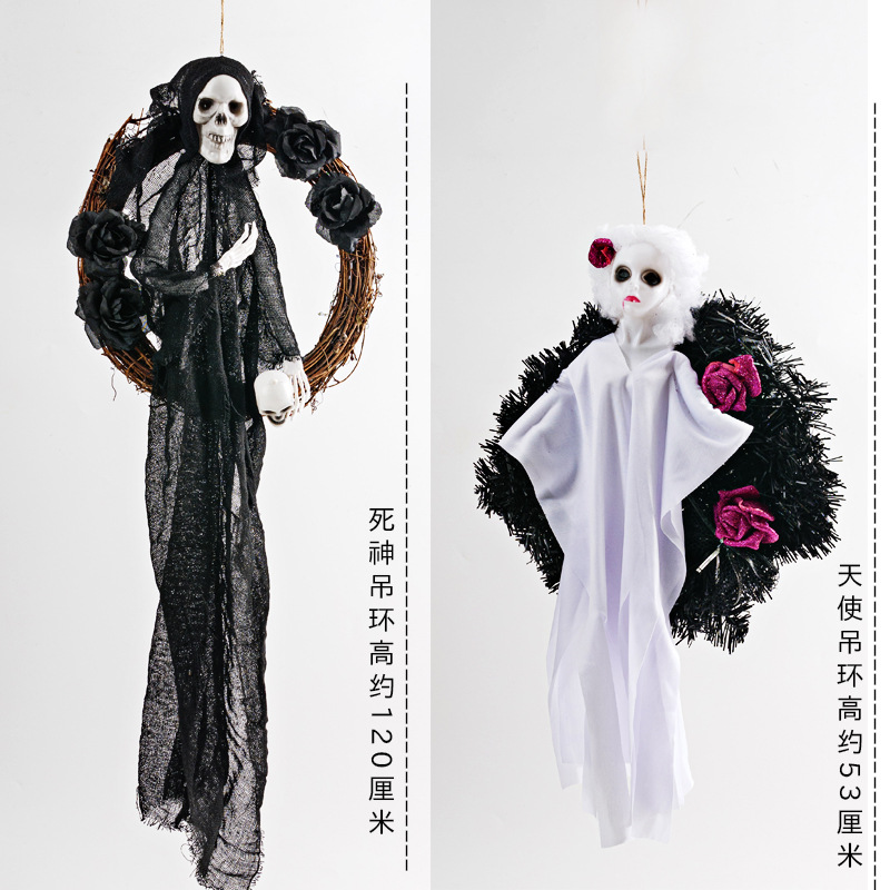 Comercio exterior Halloween fantasma blanco puerta de la muerte colgar fiesta de terror guirlandas colgar decoración de la casa embrujada accesorios