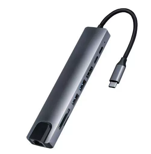 Док-станция Type-C на HDMI 8-в-1 с сетевым портом для карт SD/TF, док-станция Type-C, USB-хаб, все в одном