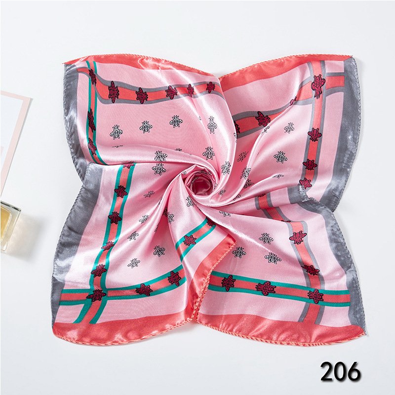 35g Weight Silk Scarf Classification Office, Daily Occasion Satin Cloth Material Star, Flower Pattern Spring&Summer Season Women's Gender Printing Design Elegant Style Women's Elegant Star Flower Satin Cloth Printing Silk Scarf 2