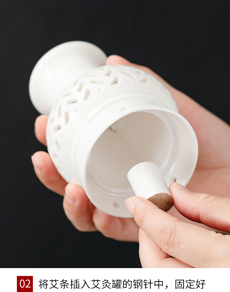 Ceramic Moxa Cup Gua Sha Tool White Porcelain Moxibustion Jar for Home Wellness Use quality and texture
