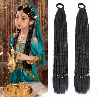 Princess Jasmine Wig Braid Sweet Cool Sexy Boxing Twist Braid Kidsren's Three-Strand Braid Wig Female Dirty Braid Ponytail
