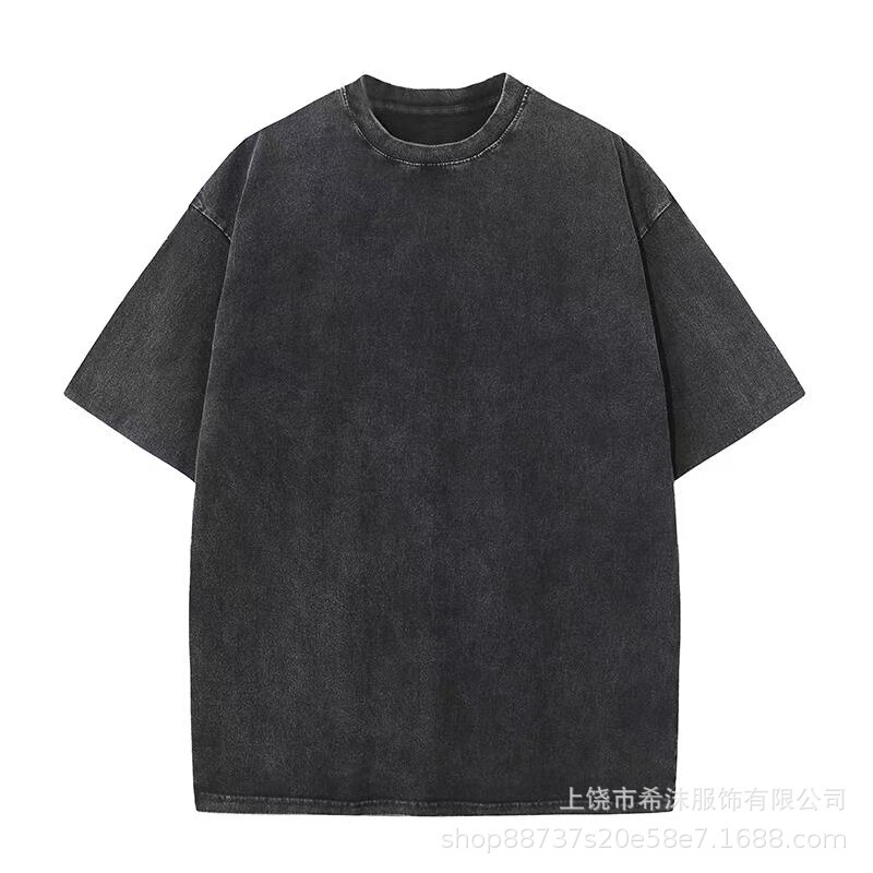 Popular Pure Cotton Short-Sleeve Comfortable Washed Loose Fashion Short-Sleeve Cross-Border Trendy Brand Knit Unisex Crew Neck T-Shirt for Summer
