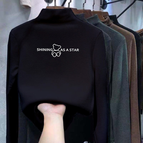 Y2545# Men and Women, Large and Small Children, Fleece Base Shirt, Top for Autumn and Winter, Thick Long Sleeve, Half High Collar, Children's Autumn Clothing Trend