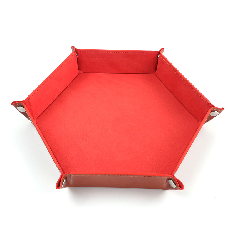 Fabricante en stock hexagonal cisne franela palillos bandeja plegable caja de almacenamiento bandeja de la pu caja de almacenamiento de escritorio