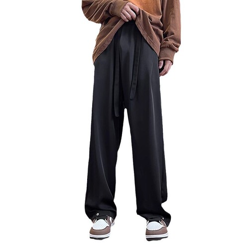 Flowing Casual Pants for Men: Spring & Autumn Edition, High-End All-Match Straight-Leg Trousers, Loose Wide-Legged Long Pants, Plus-Size Suit Pants