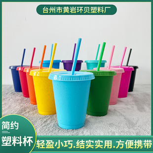 Spot wholesale plastic cup Japanese and Korean simple frosted ins straws cup large capacity work commuter factory straight hair