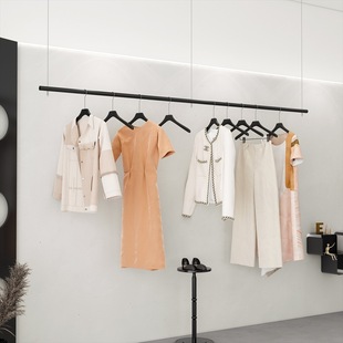 Clothing Store Liftable Wedding Dress Hanging Hanger Men's and Women's Clothes Display Shelf Steel Wire Hanger Simple Black