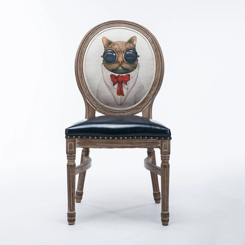 Silla de comedor de hotel, silla de café, silla de espaldas redondas retro idílica europea