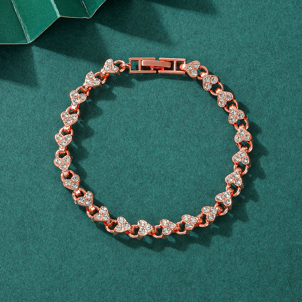 European and American Style Luxury Diamond-Encrusted Roman Bracelet for Girls, High-End Exquisite Alloy Jewelry, Simple and Creative Love Bracelet