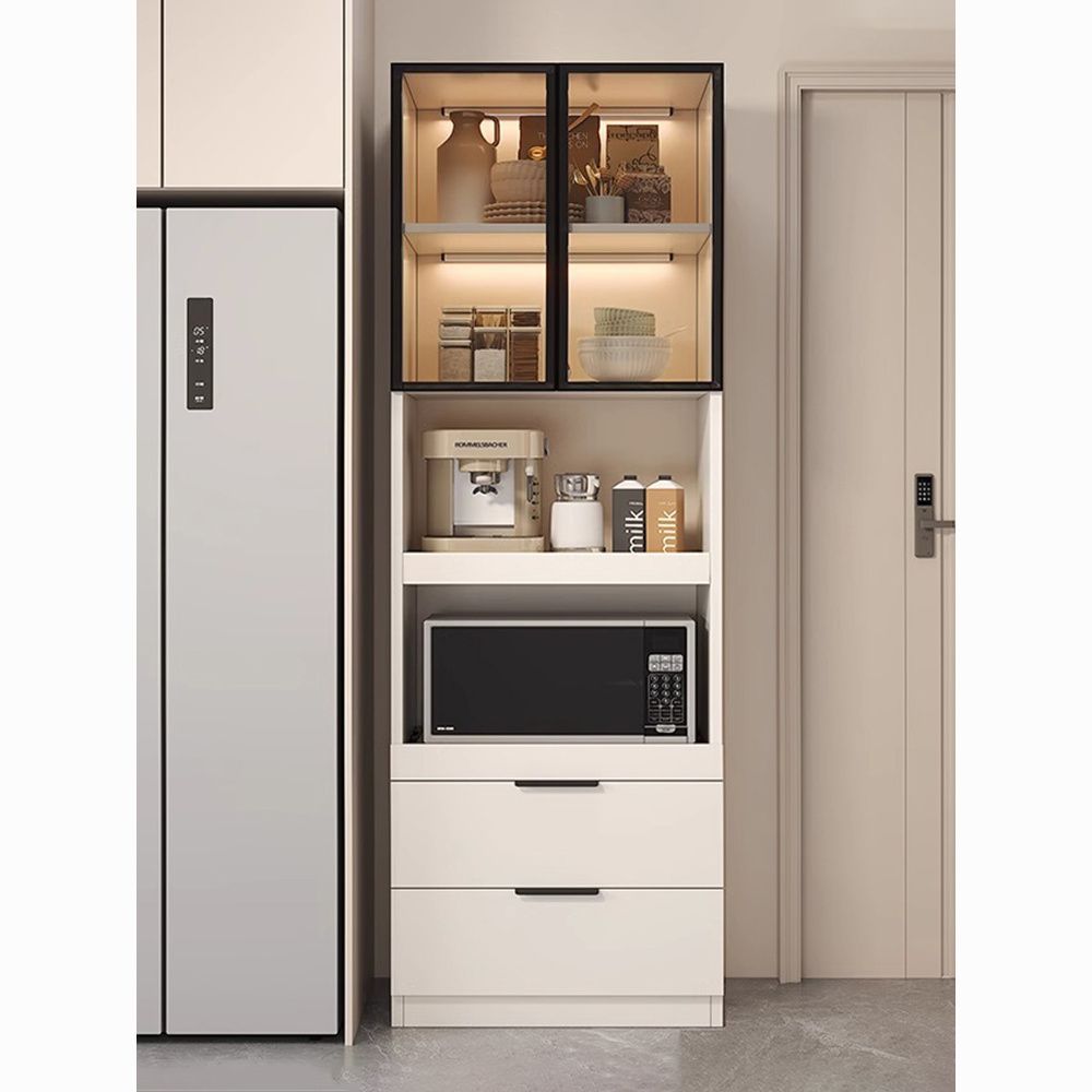 Solid Wood Sideboard Wall-Mounted High Cabinet Integrated Cream Style Simple Modern Storage Narrow Cabinet Kitchen Cupboard Kitchen Storage Cabinet