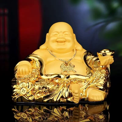Car Ornaments Maitreya Buddha Center Console High-End Men's Perfume Car Interior Accessories Safety Amulet Car Creative Decorations (Perfplant seat) - shajin-maitreya-buddha