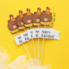 Korean -style bear birthday cake plug -in net red ins Creative birthday laughing face flagpack party birthday decoration plug -in