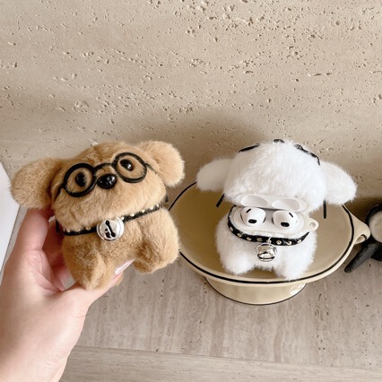 Brown Glasses Puppy Suitable for Airpods4 Protective Cover New Ipod Apple Headphone Case Plush 1/2 Generation