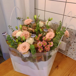 Hand Gift Transparent Handbag Teacher's Day High Sense Flowers Potted Plant Extra Large Exquisite Gift Bag Square