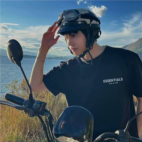 Ocode Reflective Men's and Women's T-Shirts Letter ESSENTIALSZONE Streetwear Fashion Brand Short Sleeve Couple Loose Fit