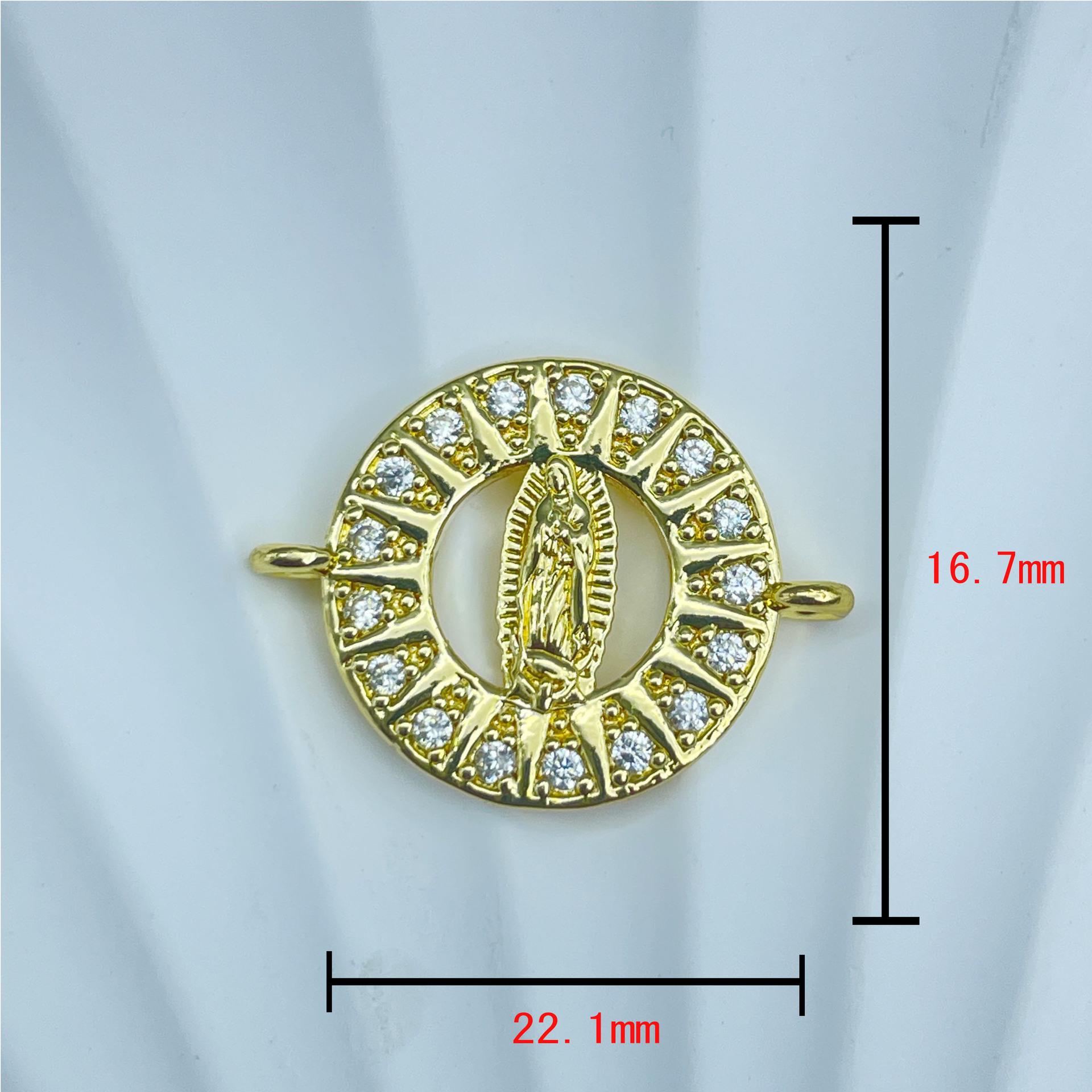 1 Piece Quantity 1 Piece 23.2*18mm Copper Zircon Human Geometric Virgin Mary Pendant Connectors Jewelry Accessories