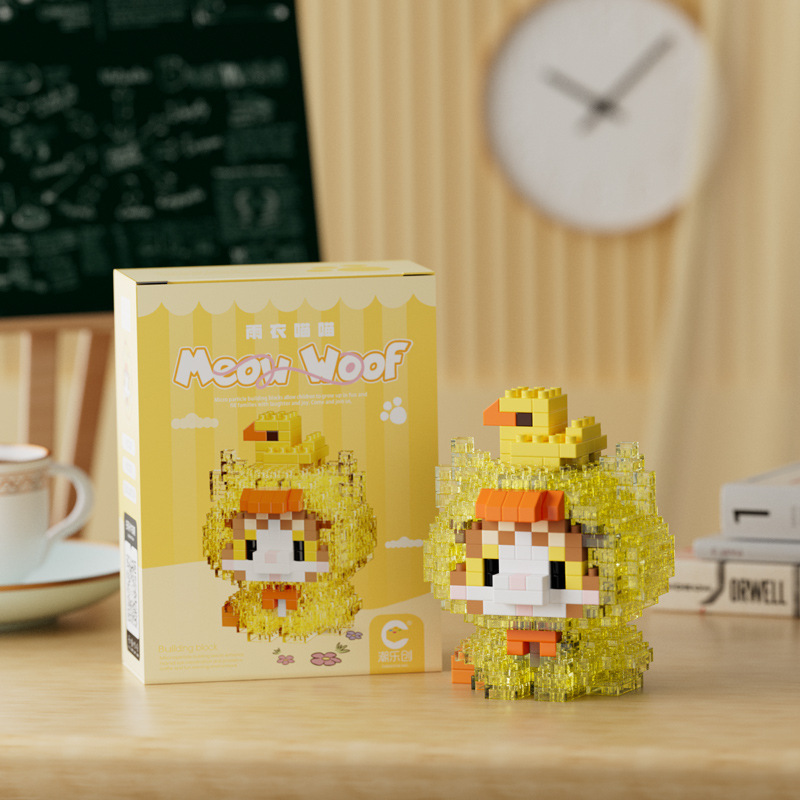 Compatible con LEGO gigante Panda flor azul lindo muñeca de dibujos animados montado bloques construcción juguete para niños puesto caja ciega al por mayor