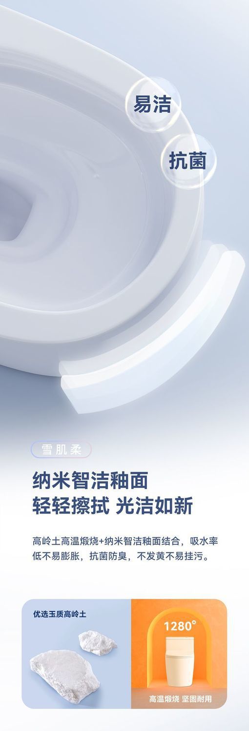 The toilet is a first-level water efficiency siphonic toilet with a glazed water tank and anti-odor design. It is a household product sold directly from the factory undefined