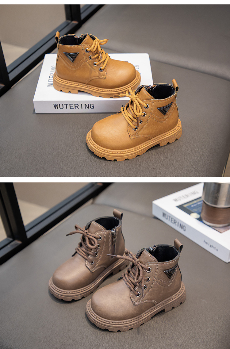 Nouvelles chaussures d'automne 2024, bottes courtes en cuir pour hommes et femmes Martin pour enfants, bottes jaunes pour bébé_voghion.com