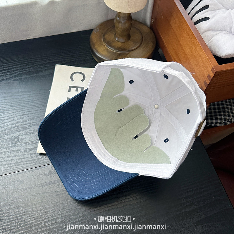 韩版复古字母布标拼色棒球帽子女春夏软顶情侣款百搭休闲鸭舌帽男|undefined