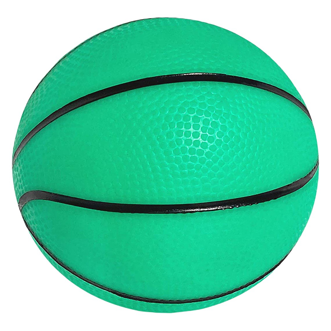 Cross-border hot sale 15cm green luminous basketball PVC inflatable self-luminous night powder elastic ball children's toy rubber ball