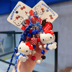 2025新型かわいい少女心正規版ハローキティ凱蒂猫数珠キーホルダー女性かわいいペンダント