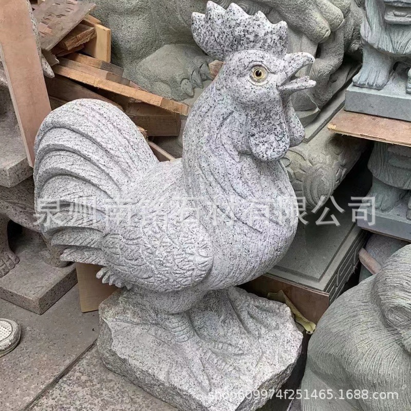 惠安石雕鸡雕刻 花岗岩雄鸡公鸡雕塑 家居公园纳福金鸡生肖摆件