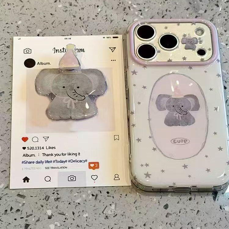 Star Little Elephant Rotating Stand Suitable for iPhone 17 Pro Max Phone Case New Model Apple 16 Anti-Drop 15/14