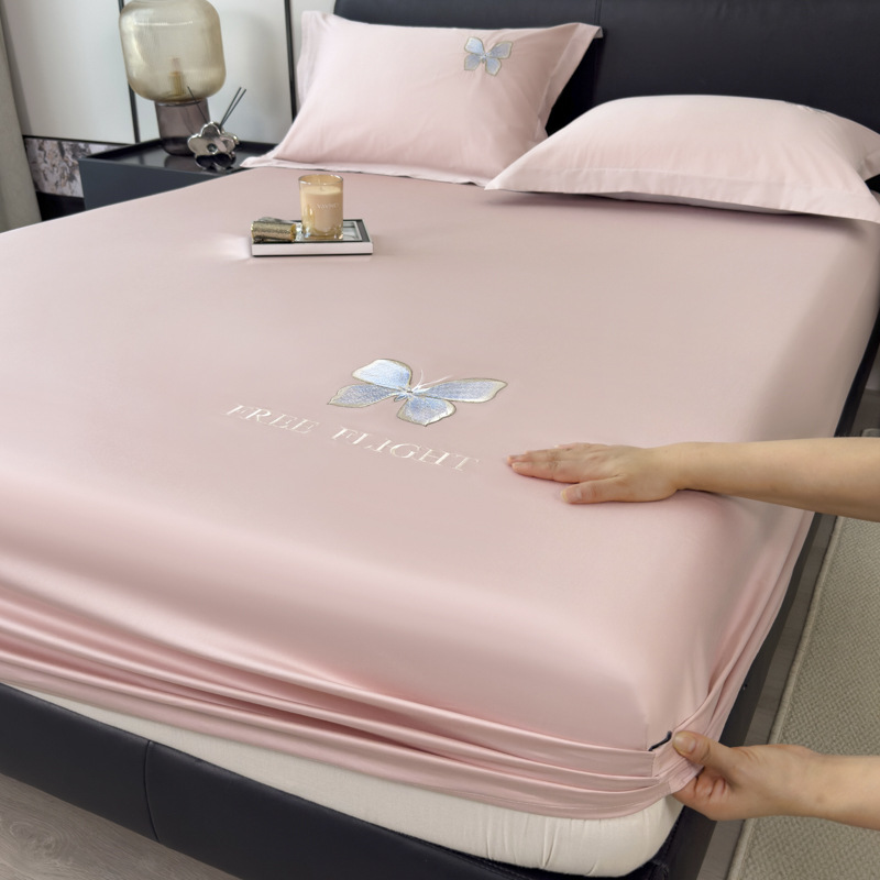 2025 nuevo estilo de lujo ligero de algodón de fibra larga sábana de algodón puro pieza individual 100 juego de cama de algodón cubierta protectora de colchón Simmons