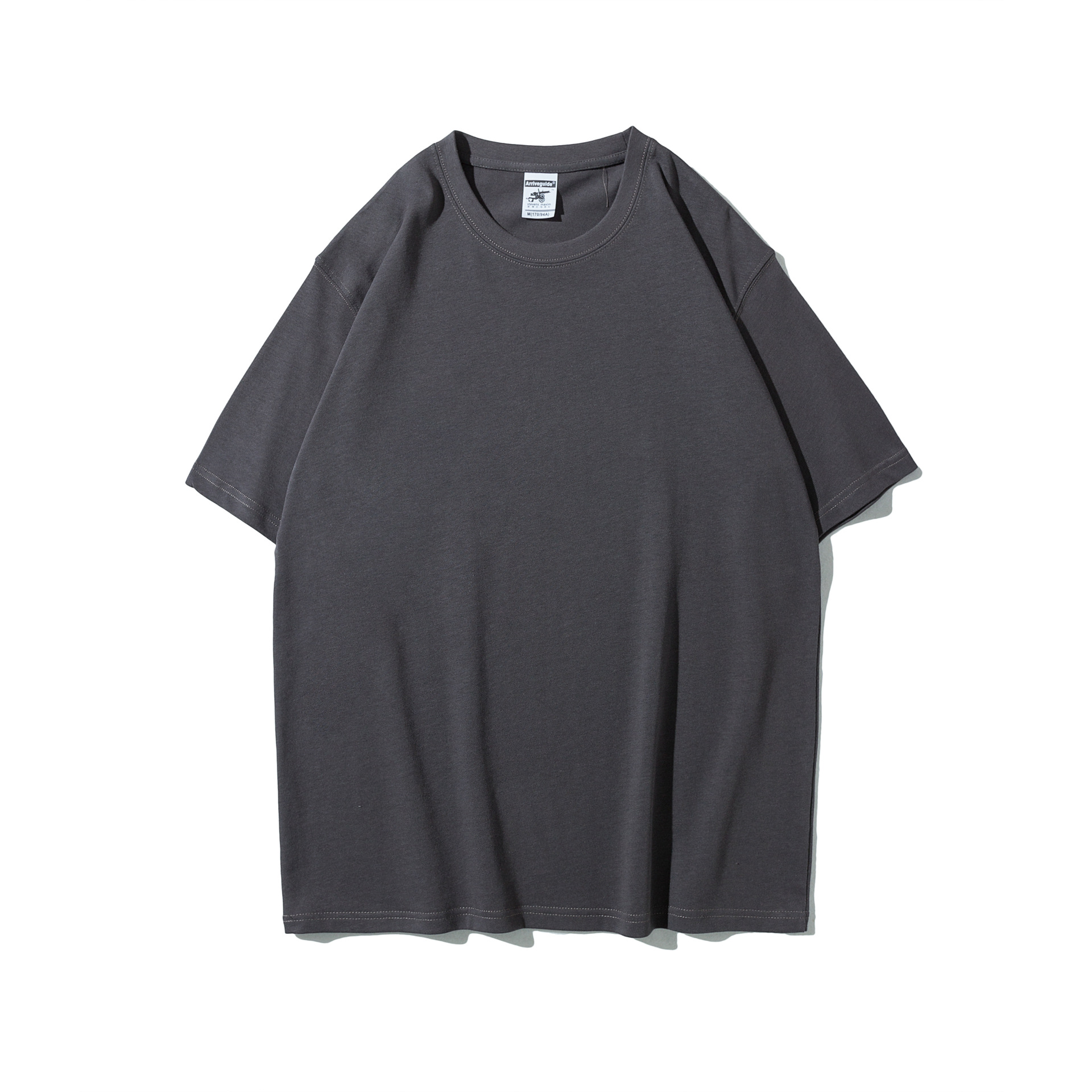 メンズ夏のAG280gマーク沁男士重ポンド丸襟tシャツ純綿純色潮男半袖男プリントt
