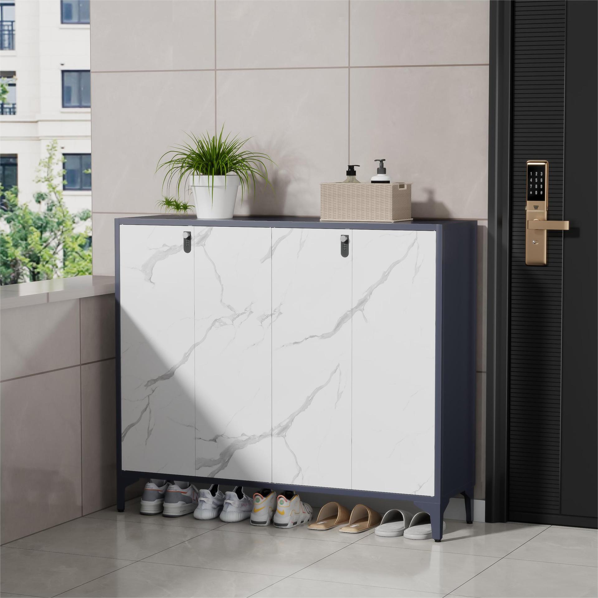 Steel Shoe Cabinet Entrance Home Door Elevator Entrance Aisle Large Capacity Locker with Lock Storage Cabinet Outdoor