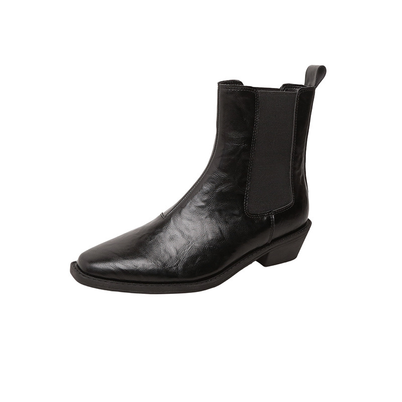Leather chelsea pointy toe, elastic low boots